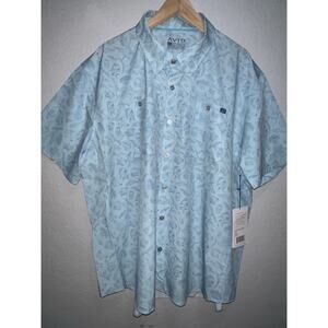 AVID Fishing Shirt Men's 2XL Coastal Performance Blue Stretch Button Down UPF